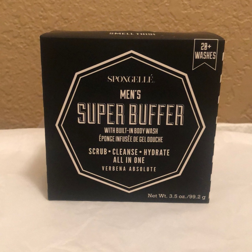 NIB Spongelle Men’s Super Buffer Built in Body Wash (Verbena Absolute). 3.5 oz
